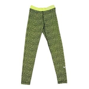Nike Pro Leggings Women M Green Black Mezzo Dri-Fit Compression Tights‎ Abstract